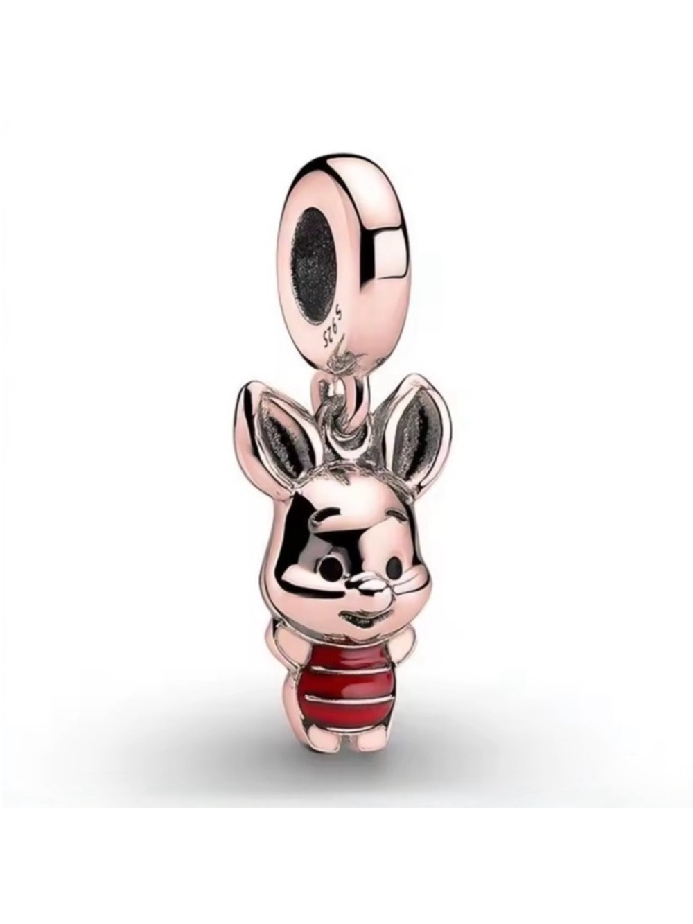 Disney Rose Gold Piglet Red Enamel Dangle Bracelet Charm